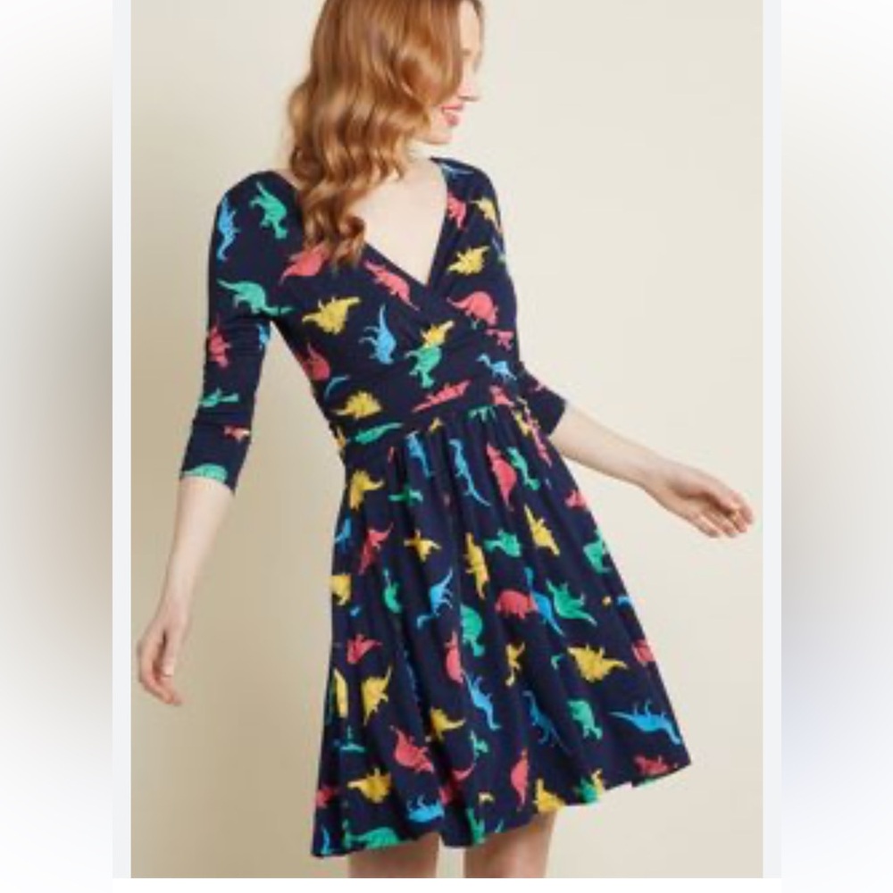 Jessy B Dinosaur Dress ModCloth Colorful size‎ Small